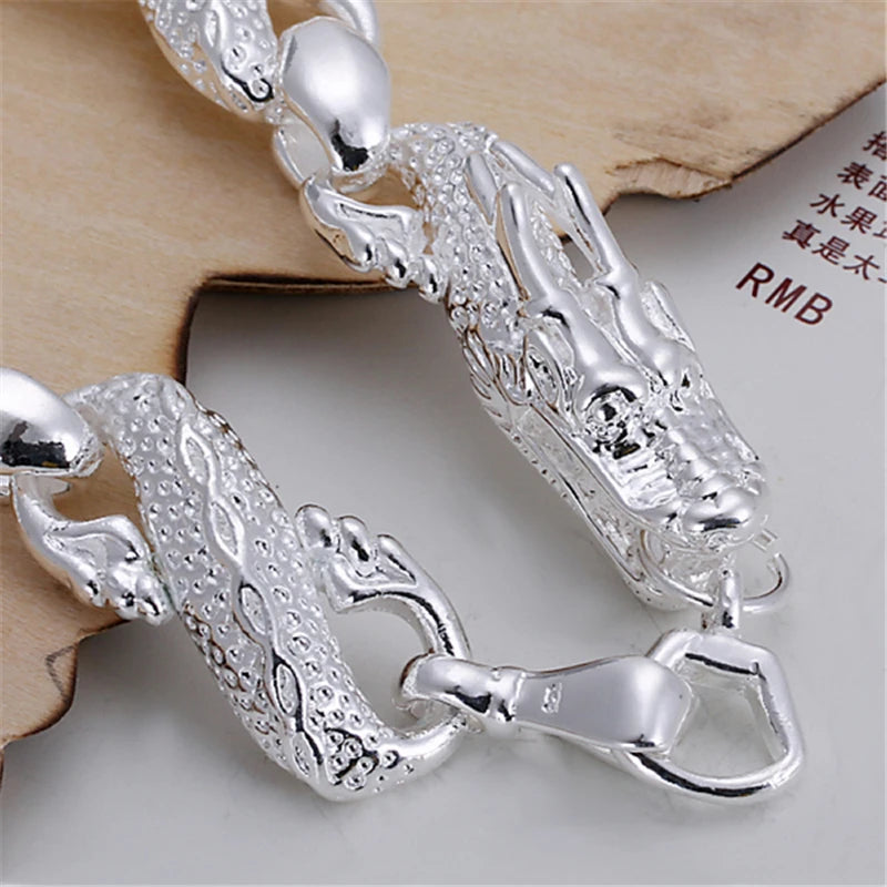 925 Sterling Silver Dragon Cuff Bracelet For Man Women Charm Wedding Engagement Party Fashion Jewelry