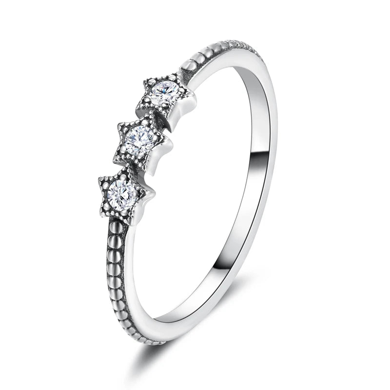 Modian Silver Gold Rose Shining Rings for Women Fashion 100% 925 Sterling Silver Stackable Finger Ring Wedding Statement Jewelry