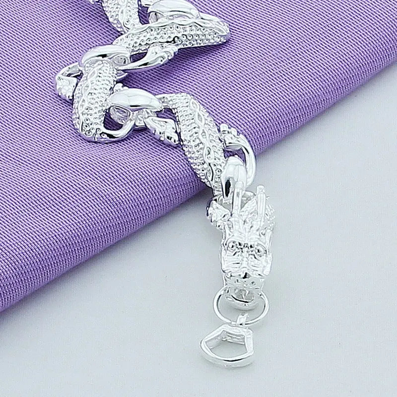 925 Sterling Silver Dragon Cuff Bracelet For Man Women Charm Wedding Engagement Party Fashion Jewelry