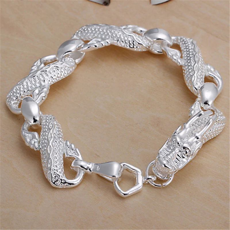 925 Sterling Silver Dragon Cuff Bracelet For Man Women Charm Wedding Engagement Party Fashion Jewelry