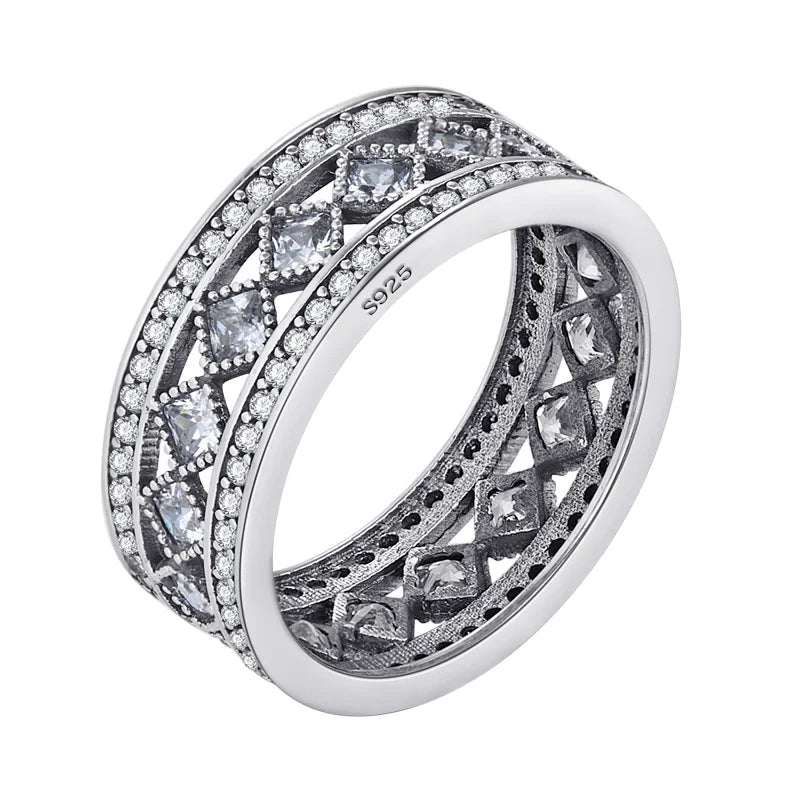 Modian Silver Gold Rose Shining Rings for Women Fashion 100% 925 Sterling Silver Stackable Finger Ring Wedding Statement Jewelry