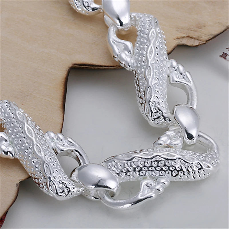 925 Sterling Silver Dragon Cuff Bracelet For Man Women Charm Wedding Engagement Party Fashion Jewelry