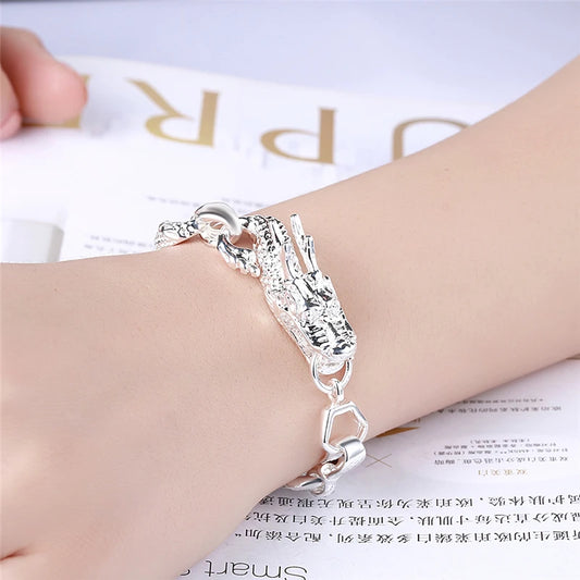 925 Sterling Silver Dragon Cuff Bracelet For Man Women Charm Wedding Engagement Party Fashion Jewelry