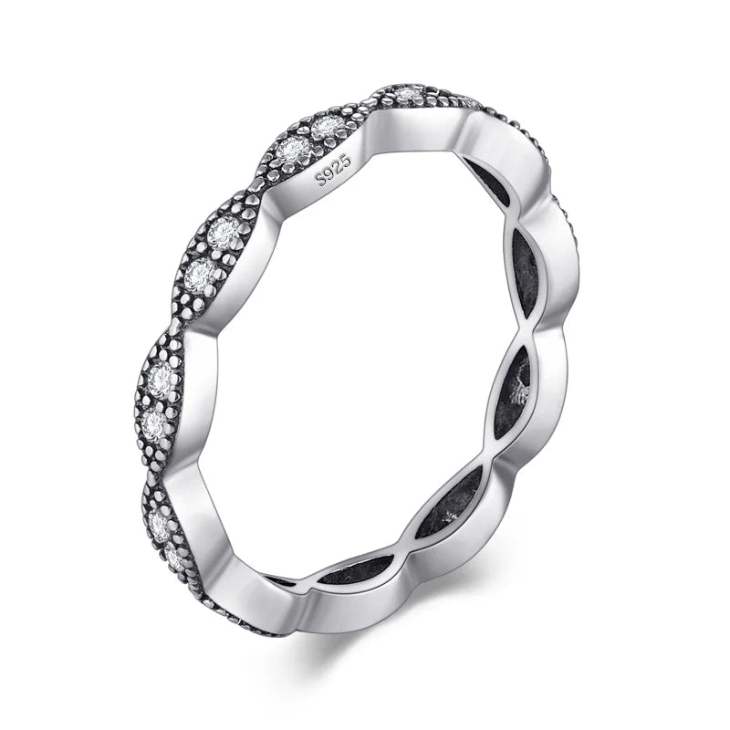 Modian Silver Gold Rose Shining Rings for Women Fashion 100% 925 Sterling Silver Stackable Finger Ring Wedding Statement Jewelry
