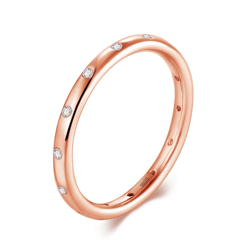 Modian Silver Gold Rose Shining Rings for Women Fashion 100% 925 Sterling Silver Stackable Finger Ring Wedding Statement Jewelry