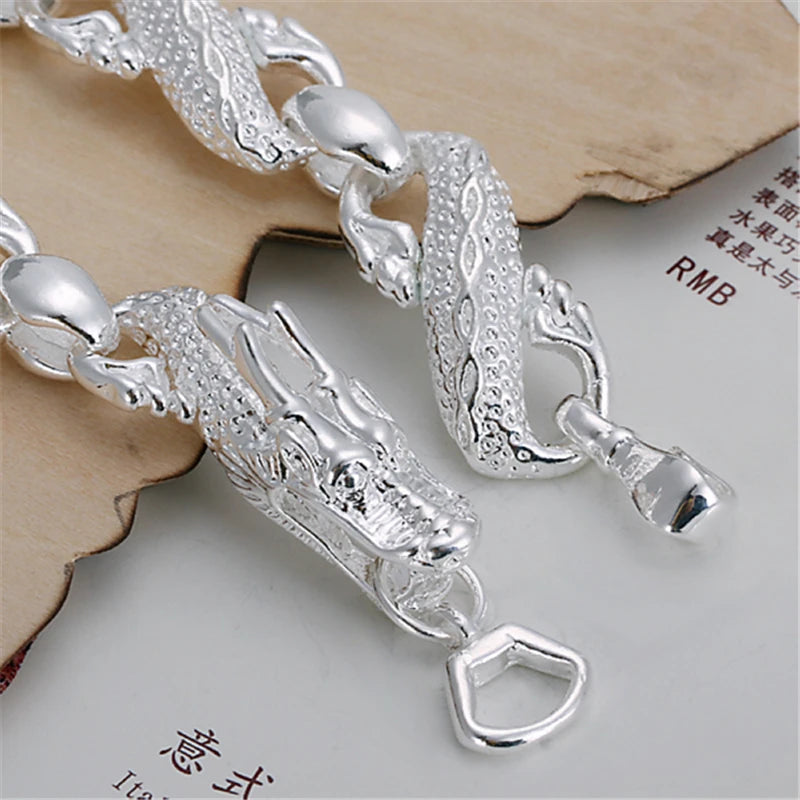 925 Sterling Silver Dragon Cuff Bracelet For Man Women Charm Wedding Engagement Party Fashion Jewelry