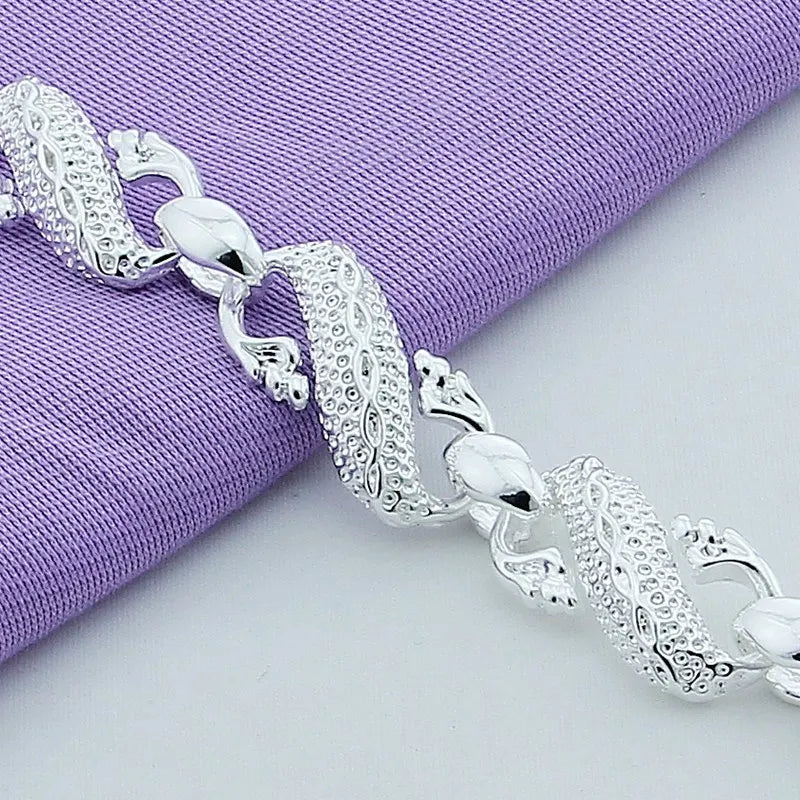 925 Sterling Silver Dragon Cuff Bracelet For Man Women Charm Wedding Engagement Party Fashion Jewelry