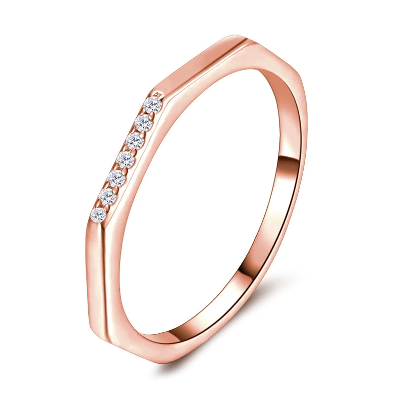 Modian Silver Gold Rose Shining Rings for Women Fashion 100% 925 Sterling Silver Stackable Finger Ring Wedding Statement Jewelry