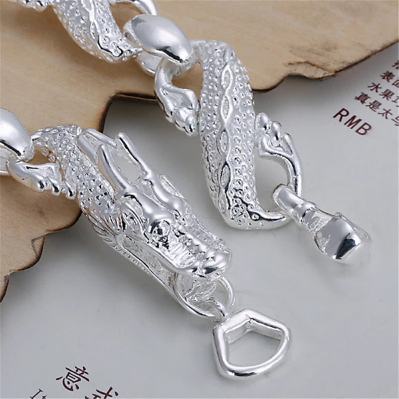 925 Sterling Silver Dragon Cuff Bracelet For Man Women Charm Wedding Engagement Party Fashion Jewelry