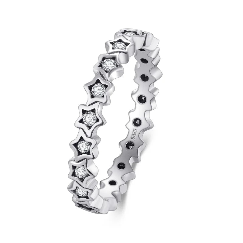 Modian Silver Gold Rose Shining Rings for Women Fashion 100% 925 Sterling Silver Stackable Finger Ring Wedding Statement Jewelry