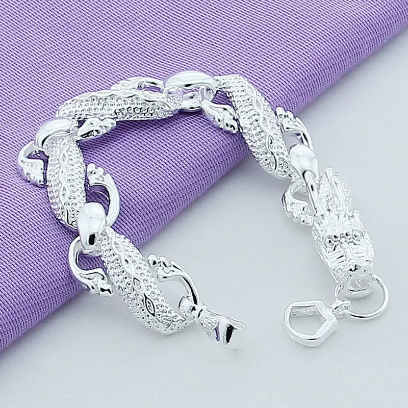 925 Sterling Silver Dragon Cuff Bracelet For Man Women Charm Wedding Engagement Party Fashion Jewelry
