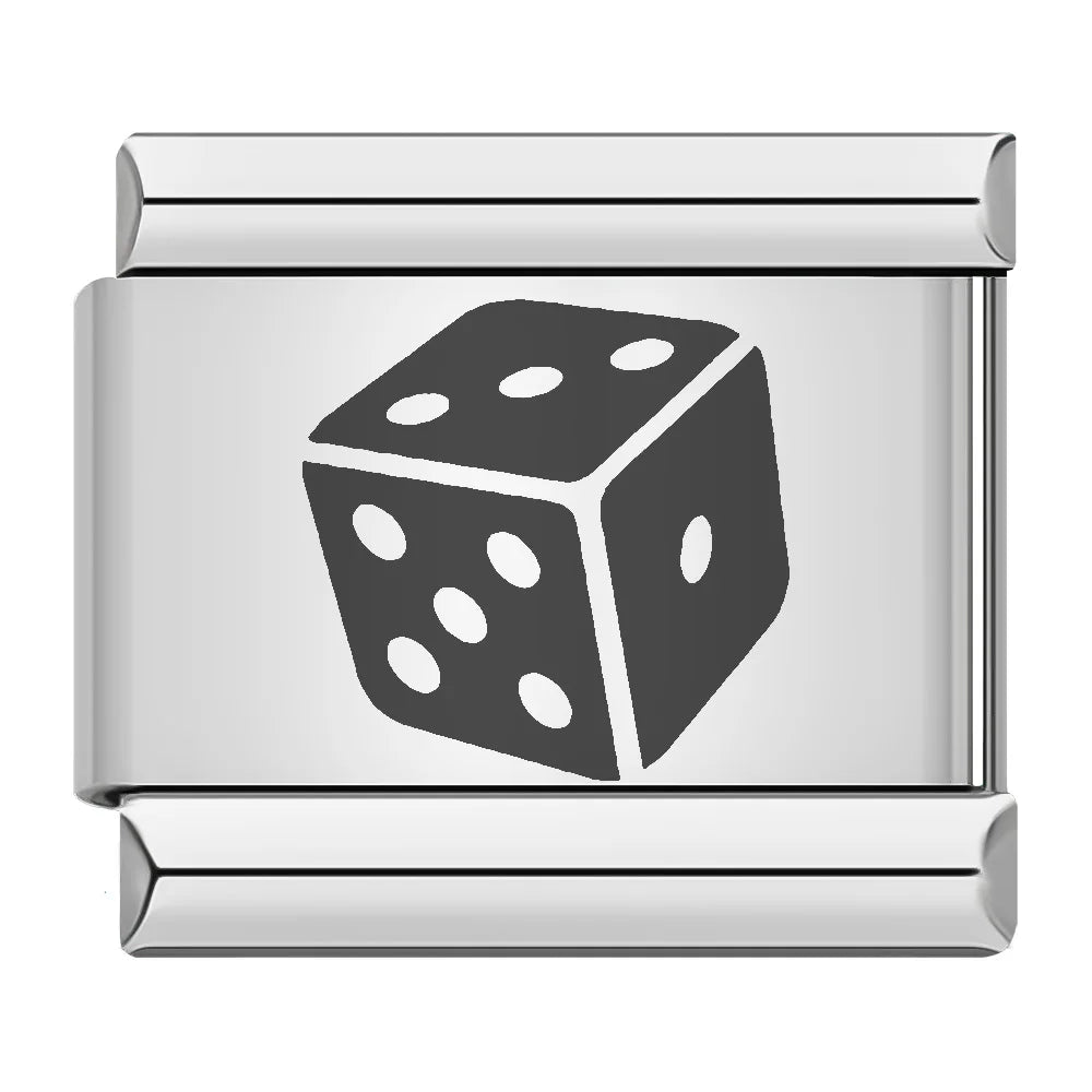 Italian Charm Bracelets For Women DIY Stainless Steel 9mm with Poker Dice Coin Monopoly Games Charms for Fashion Entertainment