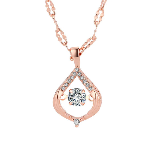 925 Sterling Silver Big Color Stone Pendant Chain Light Crystal Necklace for Women Excellent Jewelry Collarbone Chain 7355