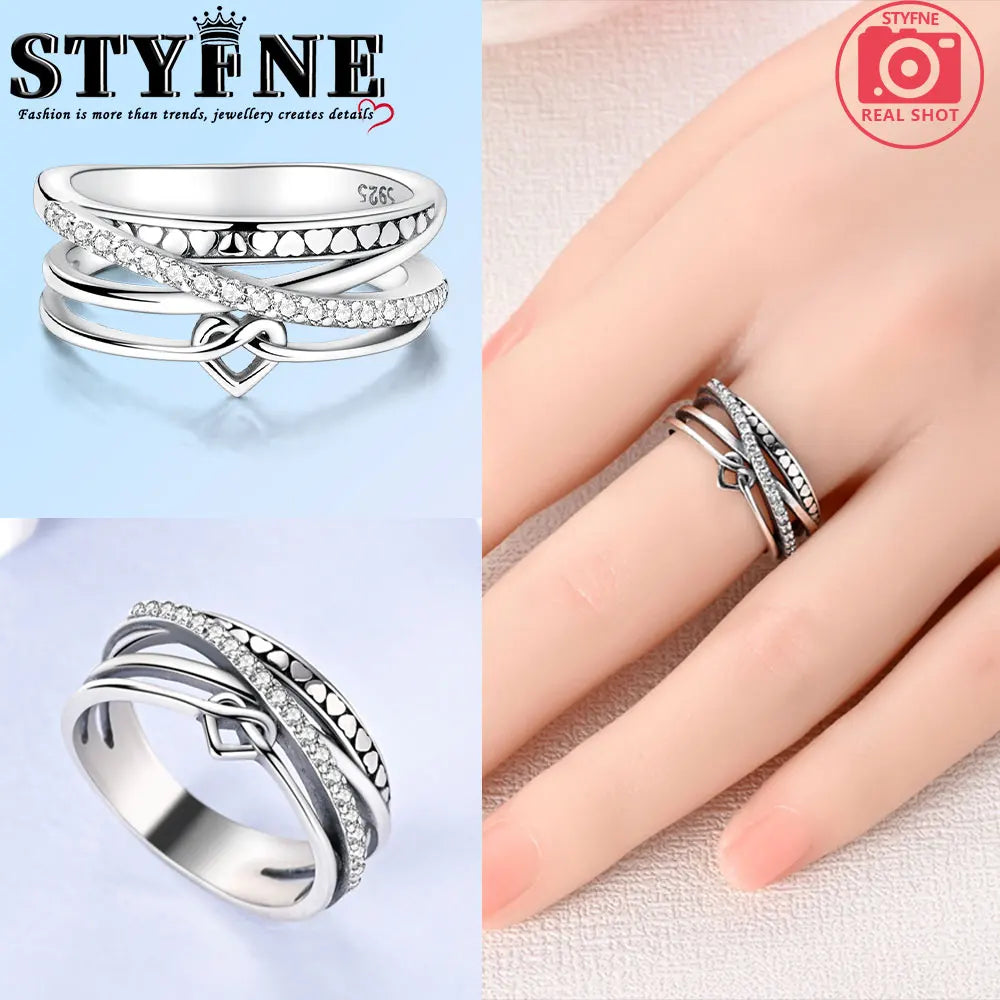 Ring 925 Sterling Silver Heart, Red, Pink, White, Blue Ring for Women Holiday Jewelry Gift