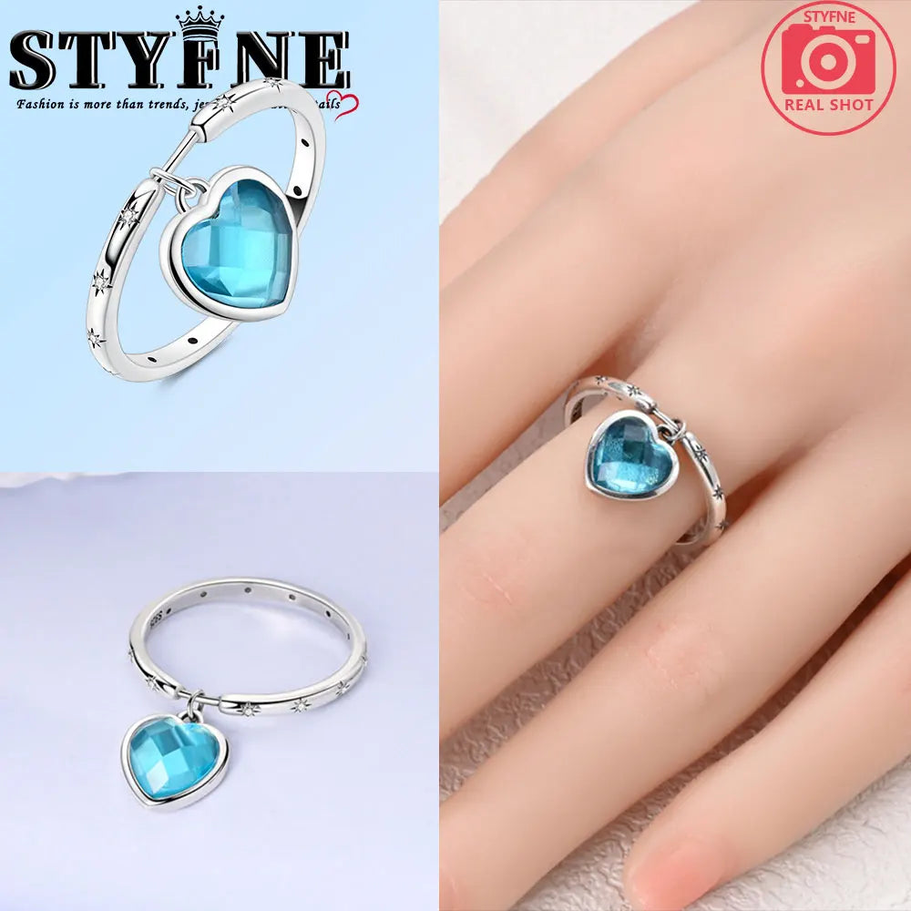 Ring 925 Sterling Silver Heart, Red, Pink, White, Blue Ring for Women Holiday Jewelry Gift