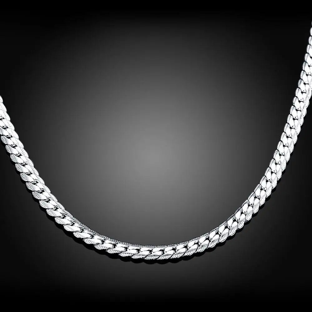 925 Sterling Silver 6mm Side Chain 16/18/20/22/24 Inch Necklace For Woman Men Fashion Wedding Engagement Jewelry Gift