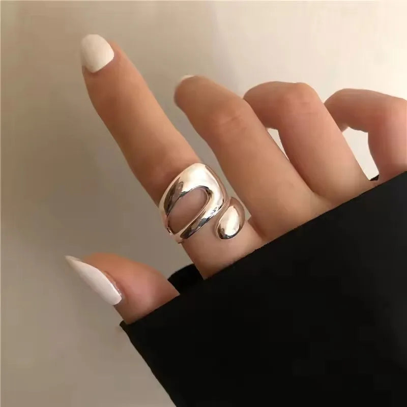 925 Sterling Silver Geometric Multilayer Round Bead Ring Female Fashion Punk Temperament Prevent Allergy Charm Jewelry