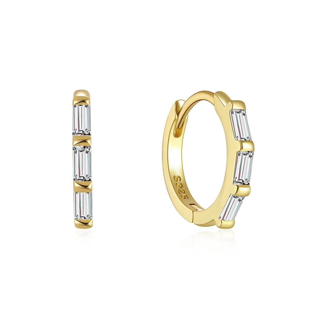 925 Sterling Silver Glossy Hoop Earrings Gold Color Tiny Cartilage Piercing Small Huggie Earring Fine Jewelry Accessories