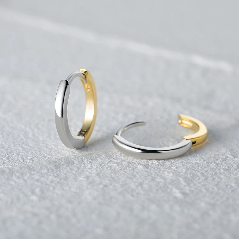925 Sterling Silver Glossy Hoop Earrings Gold Color Tiny Cartilage Piercing Small Huggie Earring Fine Jewelry Accessories