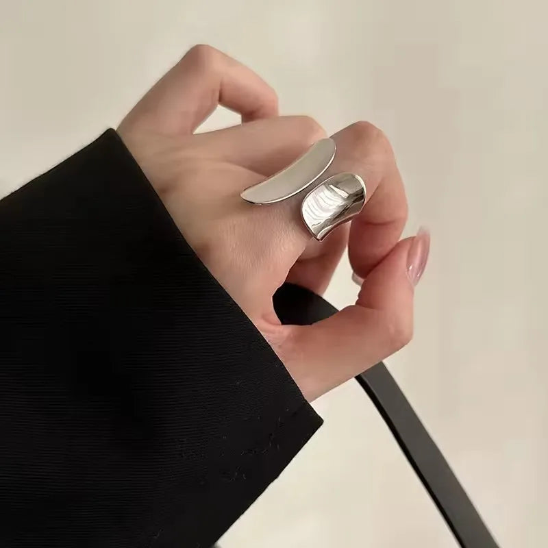 925 Sterling Silver Geometric Multilayer Round Bead Ring Female Fashion Punk Temperament Prevent Allergy Charm Jewelry