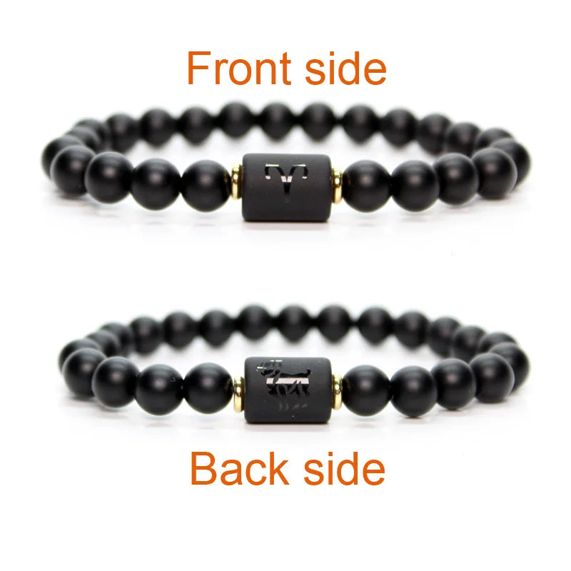 Natural Stone Beads Zodiac Signs Bracelet Friends Couples 12 Constellation Stretch Beaded Bracelet For Men Women Jewelry Gift
