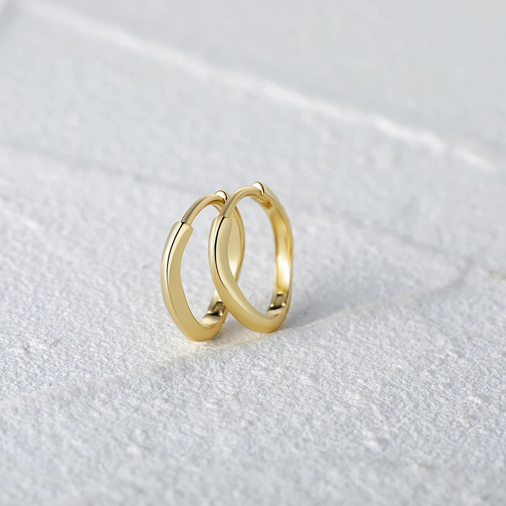 925 Sterling Silver Glossy Hoop Earrings Gold Color Tiny Cartilage Piercing Small Huggie Earring Fine Jewelry Accessories