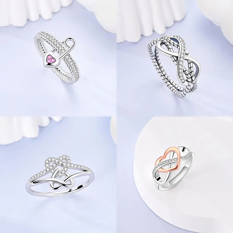 Ring 925 Sterling Silver Heart, Red, Pink, White, Blue Ring for Women Holiday Jewelry Gift