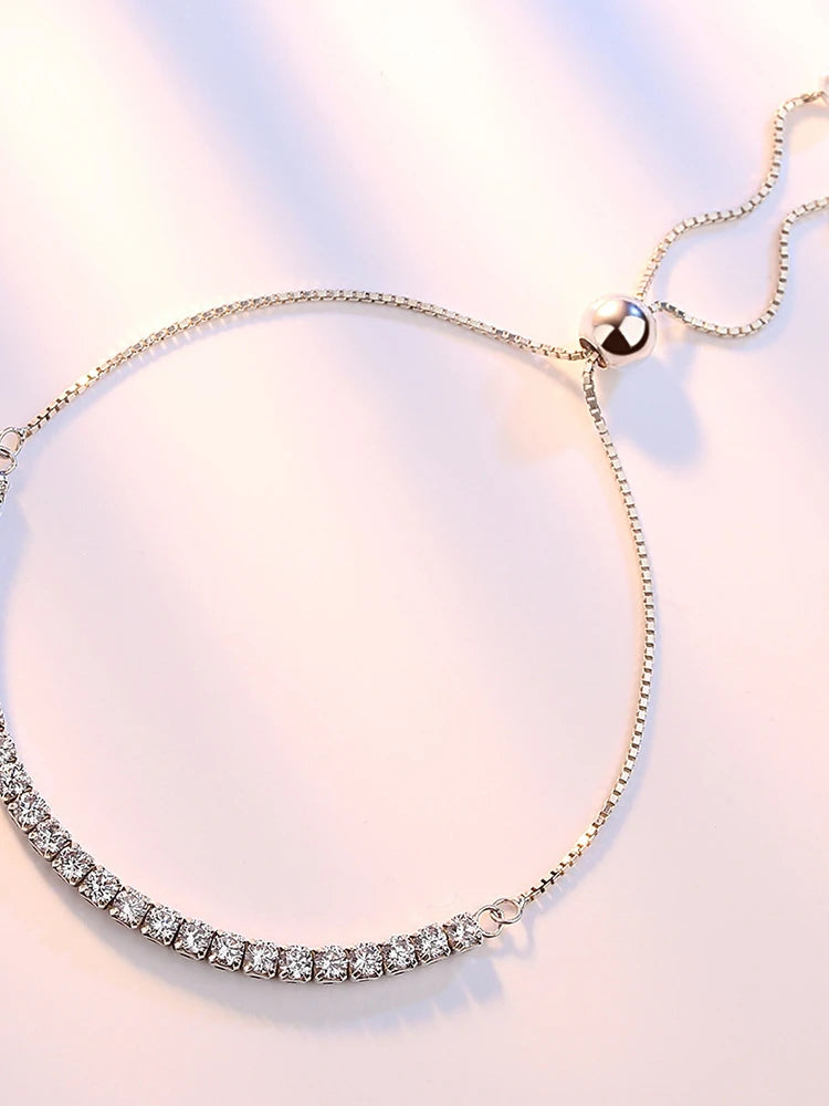 925 Sterling Silver Bracelet Love Elegant Zircon Tennis Crystal Chain for Women Fashion Noble Engagement Wedding Glam