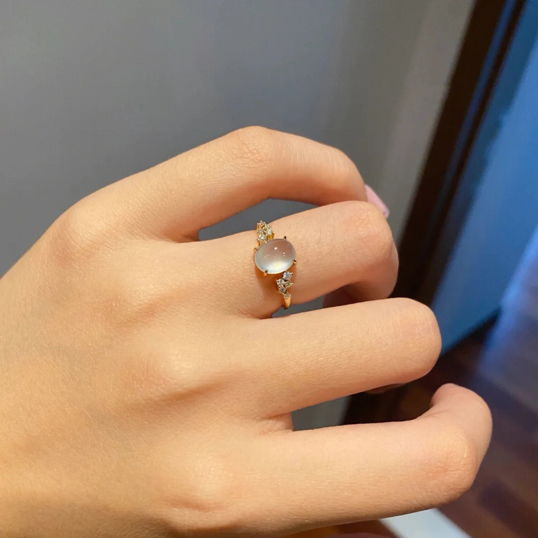 925 Stamp Silver Color Opal Ring for Women Girl Braided Hollow Romantic Jewelry Engagement