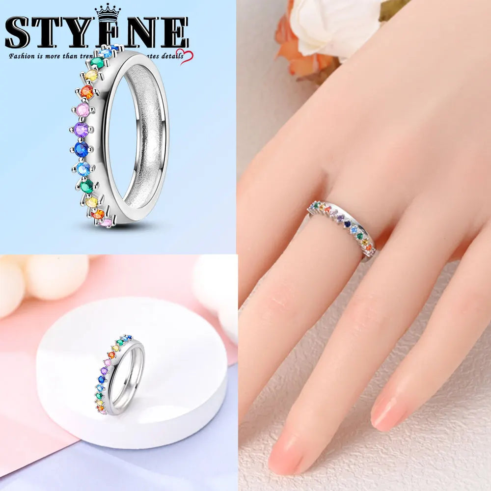 Ring 925 Sterling Silver Heart, Red, Pink, White, Blue Ring for Women Holiday Jewelry Gift
