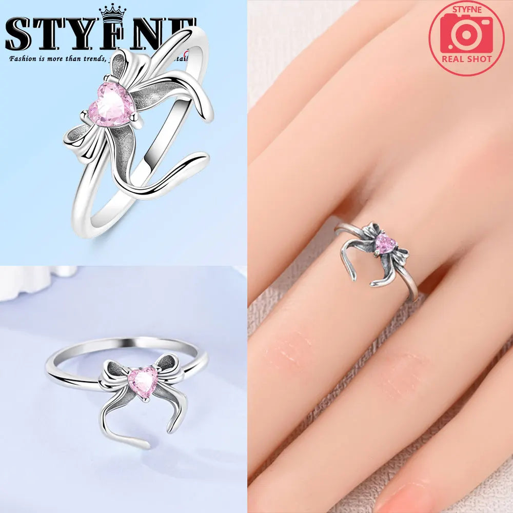 Ring 925 Sterling Silver Heart, Red, Pink, White, Blue Ring for Women Holiday Jewelry Gift