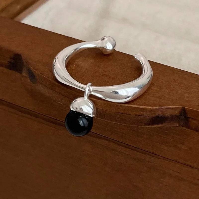 925 Sterling Silver Geometric Multilayer Round Bead Ring Female Fashion Punk Temperament Prevent Allergy Charm Jewelry
