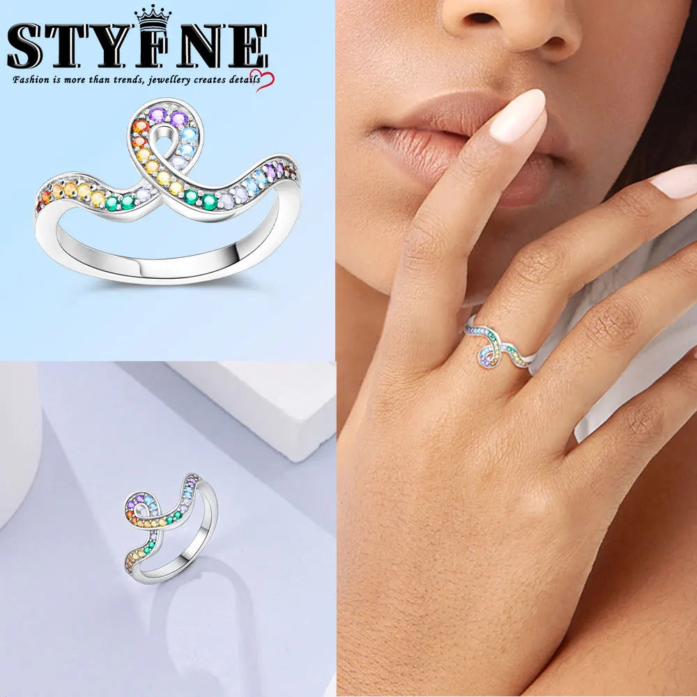 Ring 925 Sterling Silver Heart, Red, Pink, White, Blue Ring for Women Holiday Jewelry Gift