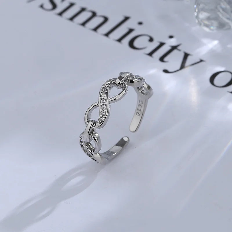 925 Sterling Silver Geometric Multilayer Round Bead Ring Female Fashion Punk Temperament Prevent Allergy Charm Jewelry