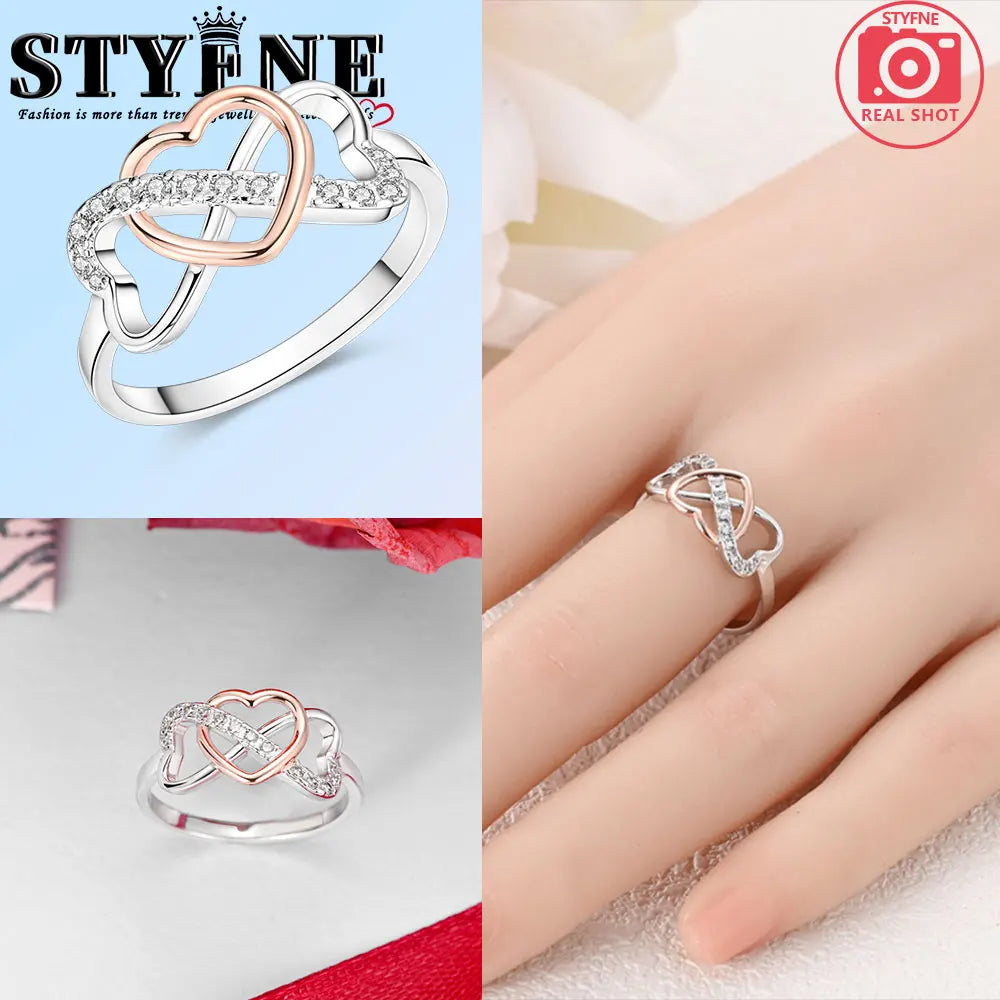Ring 925 Sterling Silver Heart, Red, Pink, White, Blue Ring for Women Holiday Jewelry Gift