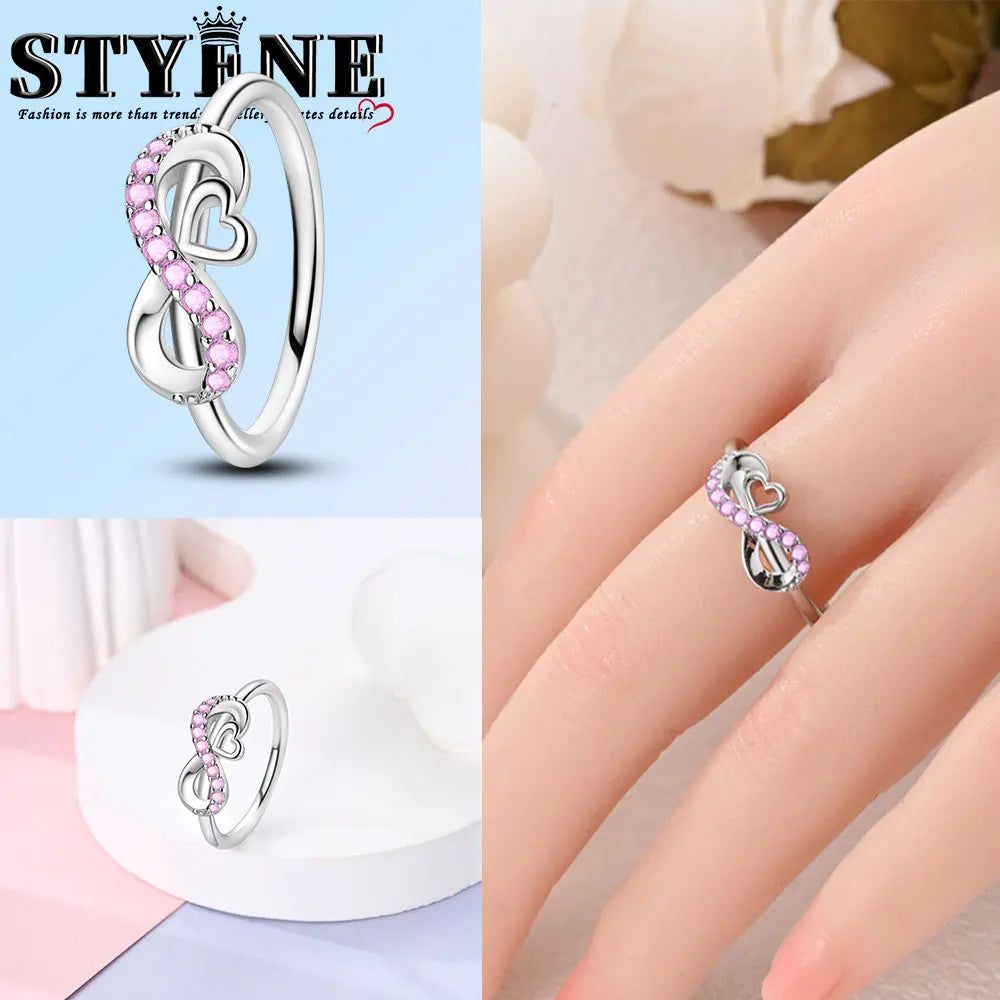 Ring 925 Sterling Silver Heart, Red, Pink, White, Blue Ring for Women Holiday Jewelry Gift