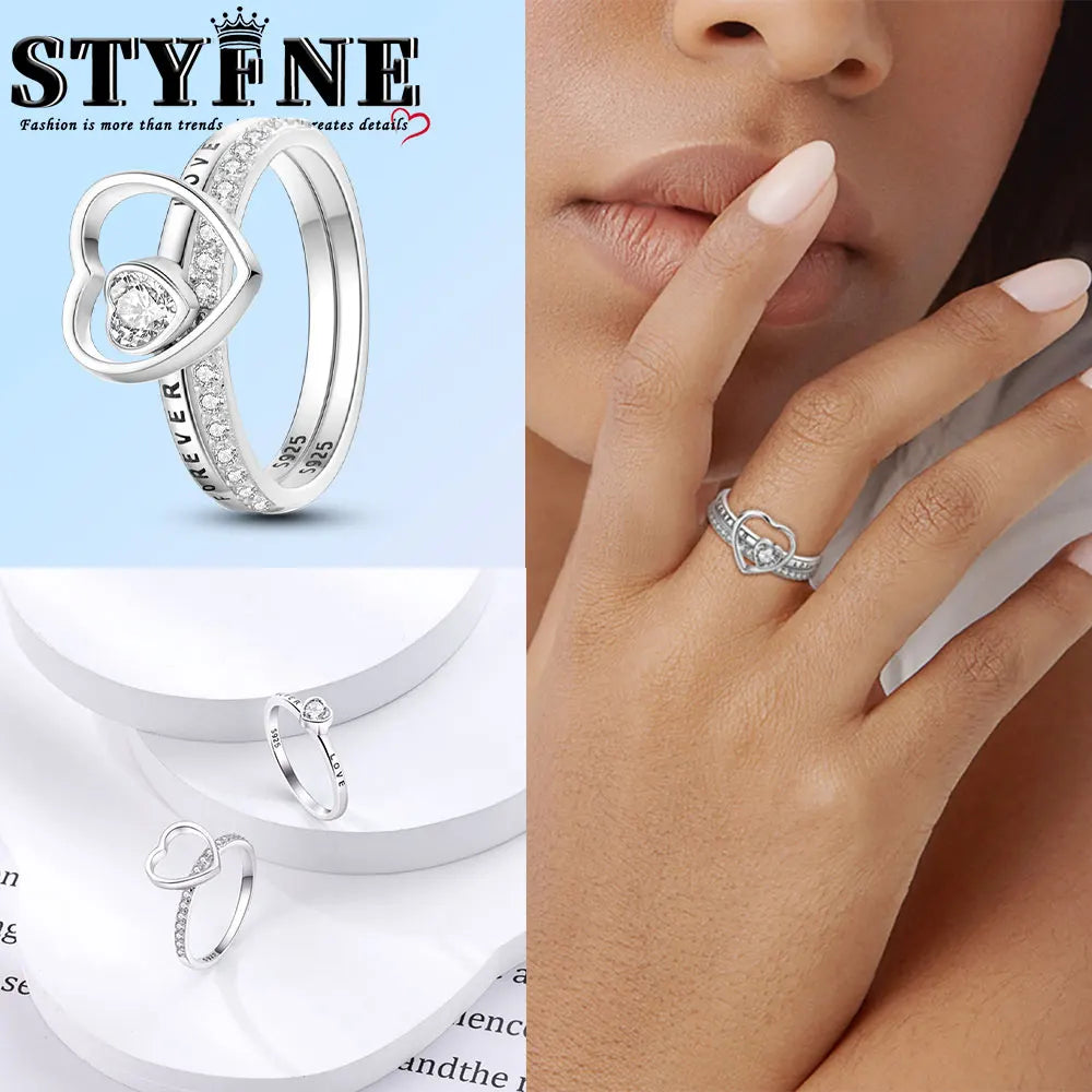 Ring 925 Sterling Silver Heart, Red, Pink, White, Blue Ring for Women Holiday Jewelry Gift