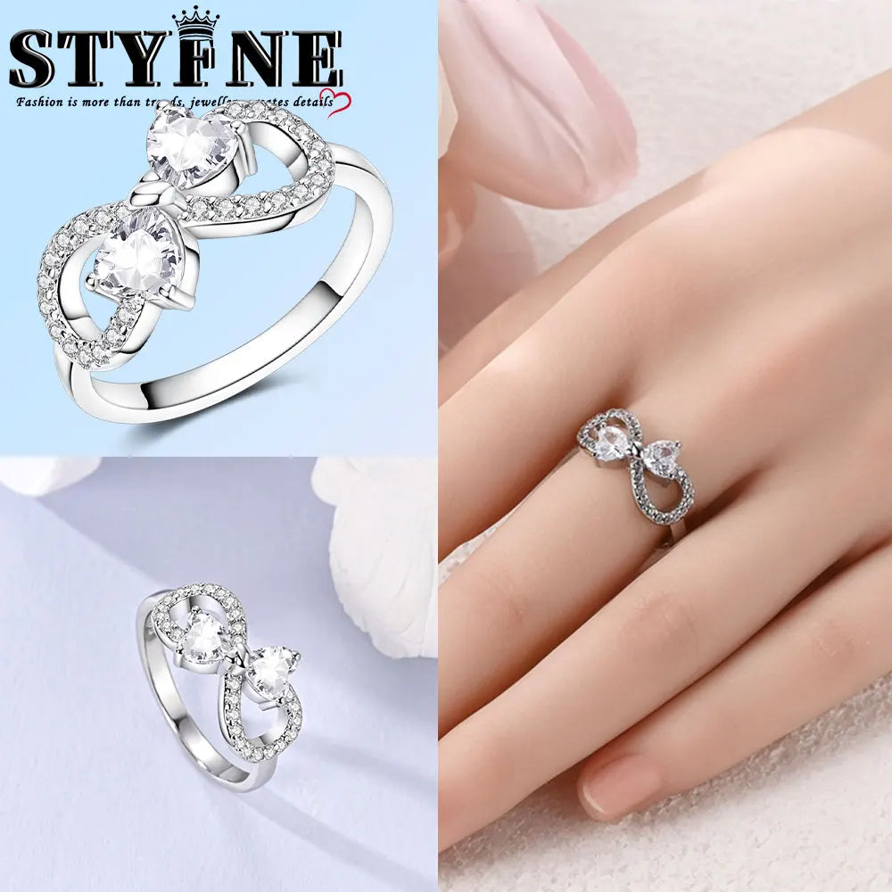Ring 925 Sterling Silver Heart, Red, Pink, White, Blue Ring for Women Holiday Jewelry Gift