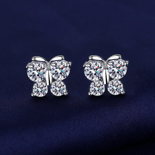 925 Sterling Silver Jewelry Women Fashion Cute Tiny Clear Crystal CZ Stud Earrings Gift for Girls Teens Lady E001