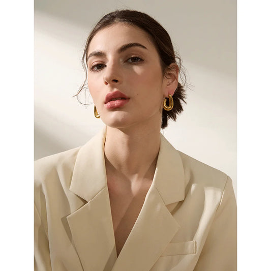 Elysium 316l Stainless Steel Geometric Textured Stud Earrings Prevent Allergy 18K PVD Plated Metal Simple Jewelry for Women Gift