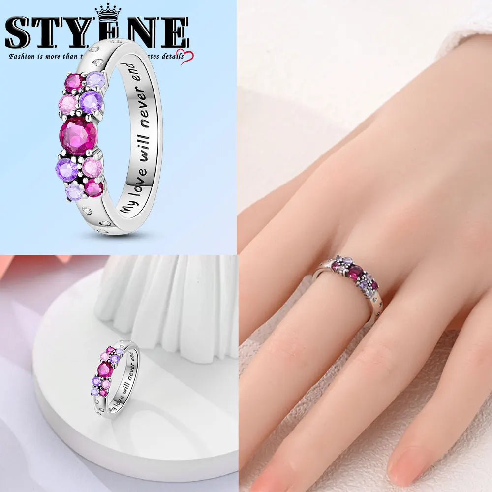 Ring 925 Sterling Silver Heart, Red, Pink, White, Blue Ring for Women Holiday Jewelry Gift