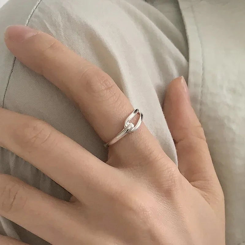 925 Sterling Silver Geometric Multilayer Round Bead Ring Female Fashion Punk Temperament Prevent Allergy Charm Jewelry