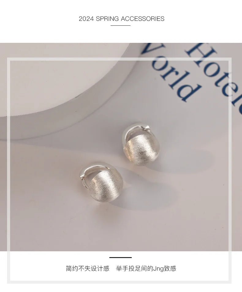 925 Sterling Silver hoop Korean geometric Round Earrings Simple Temperament Exquisite Hot Semale Sexy Jewelry Gift