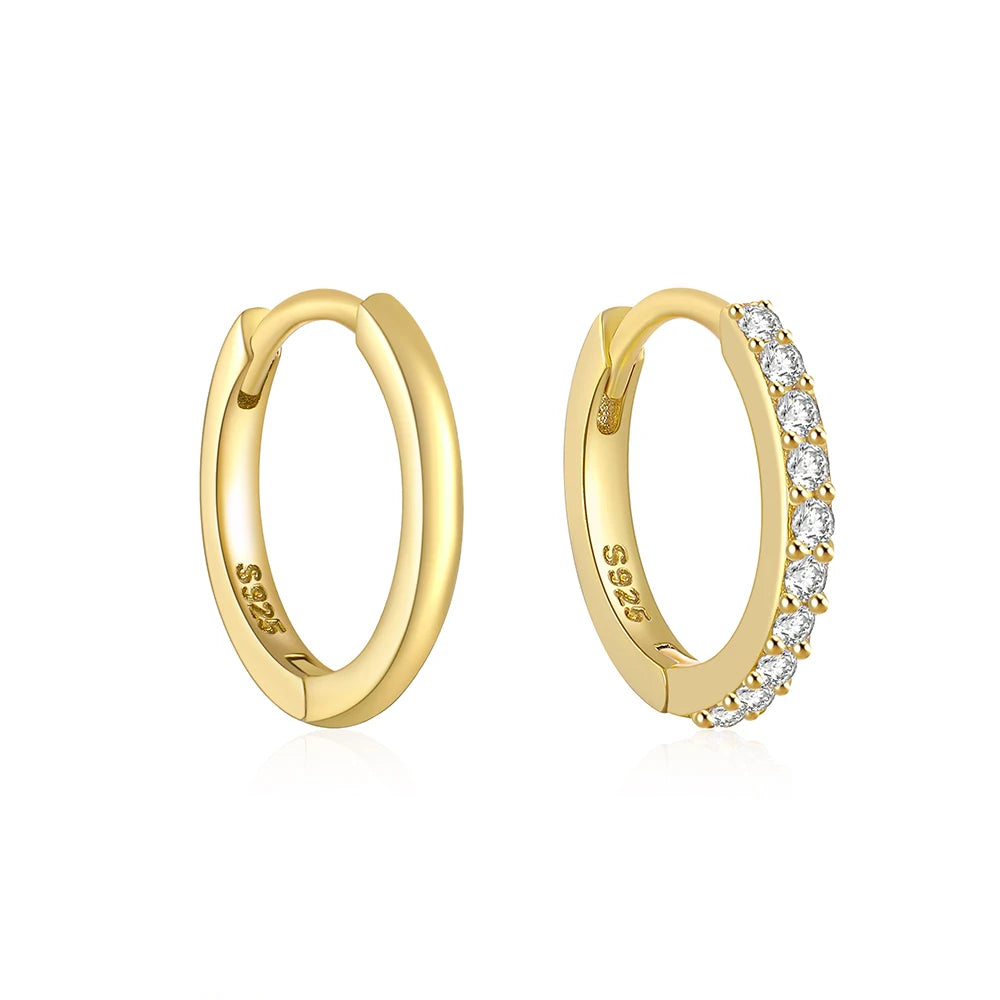 925 Sterling Silver Glossy Hoop Earrings Gold Color Tiny Cartilage Piercing Small Huggie Earring Fine Jewelry Accessories