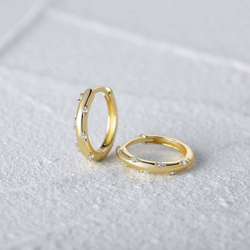 925 Sterling Silver Glossy Hoop Earrings Gold Color Tiny Cartilage Piercing Small Huggie Earring Fine Jewelry Accessories