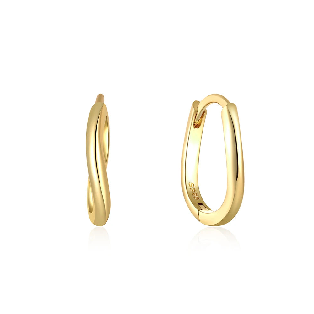 925 Sterling Silver Glossy Hoop Earrings Gold Color Tiny Cartilage Piercing Small Huggie Earring Fine Jewelry Accessories