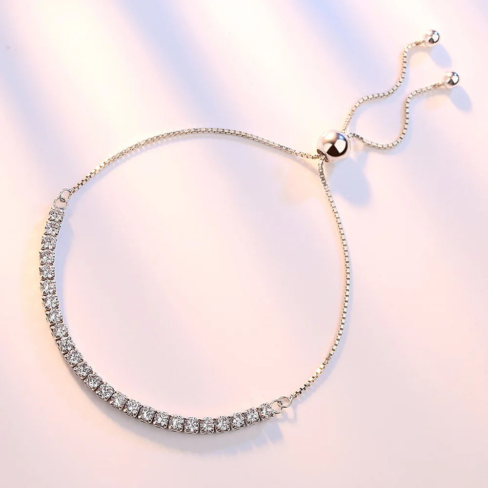 925 Sterling Silver Bracelet Love Elegant Zircon Tennis Crystal Chain for Women Fashion Noble Engagement Wedding Glam