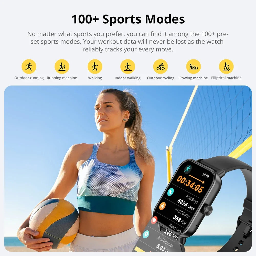 Voice Calling Smart Watch Ultra 1.9 inch Screen 24H Health Monitor 100+ Sports Modes, Bluetooth Smartwatch Men Women