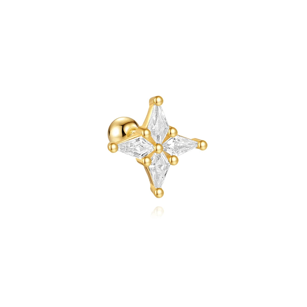 Heart Round Ball Flat Helix Piercing Earring 925 Sterling Silver Ear Studs Geometric Zircon Exquisite Trinket Studs Aretes