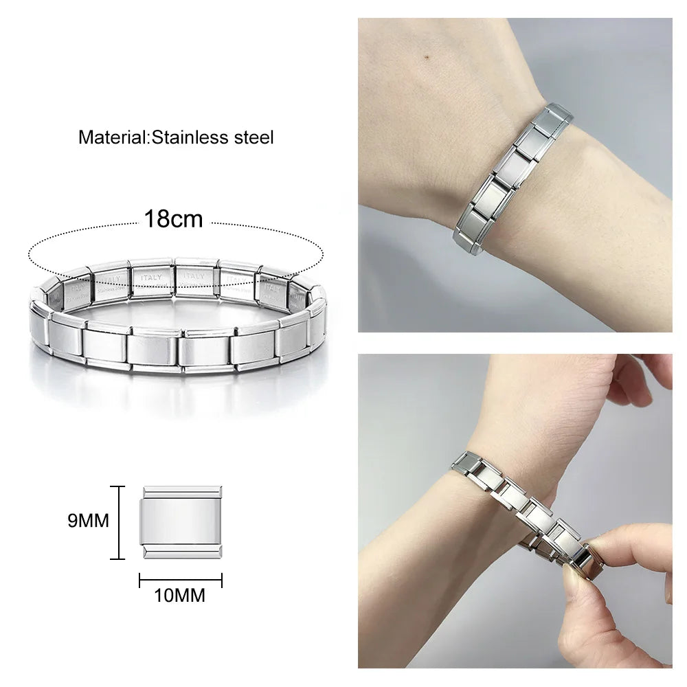 Italian Charm Bracelets DIY Basic Chain Stainless Steel Bangle Versatile Assembled Modules Ideal Gift 9mm Universal Dropshipping